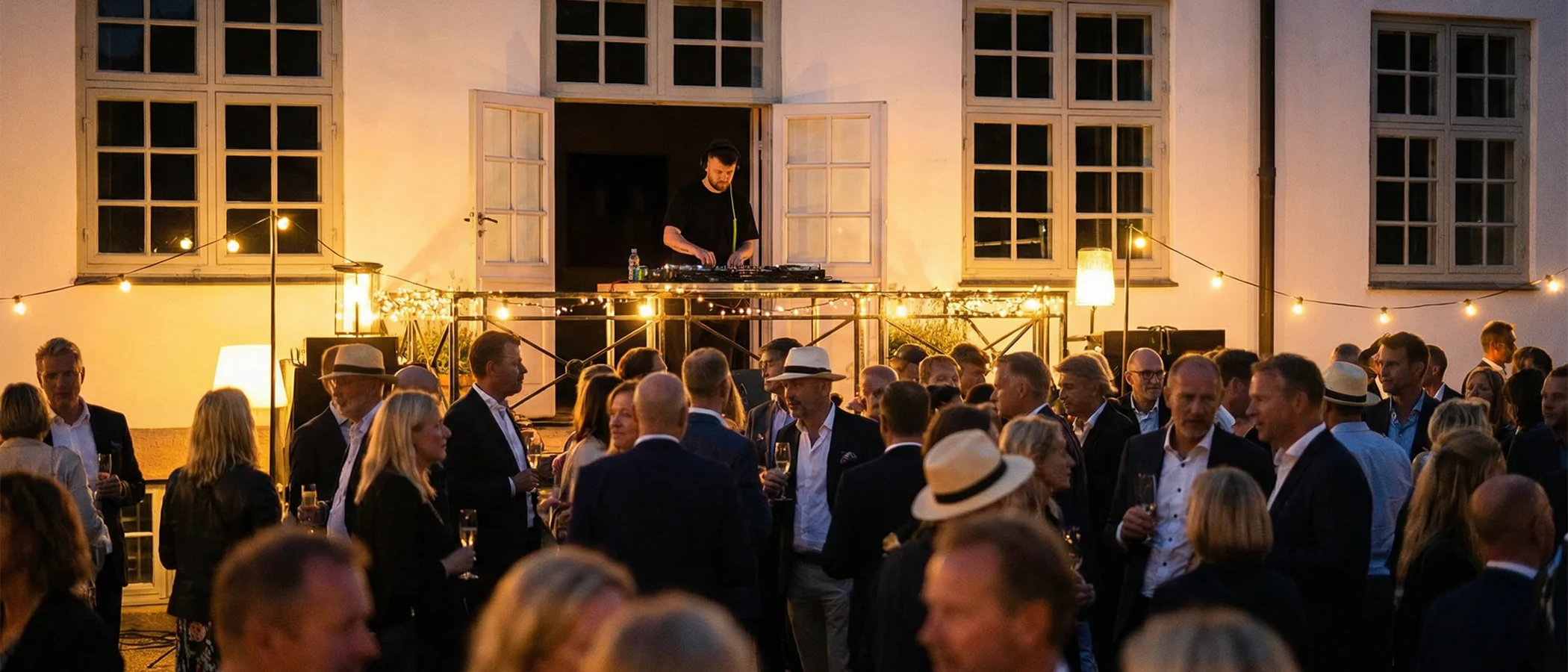 DJ ved Charlottenlund Slot om aftenen